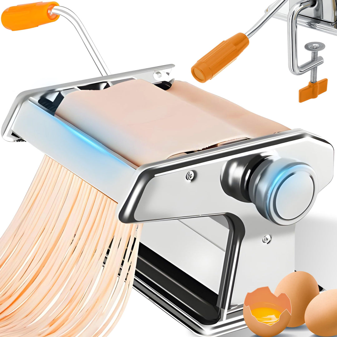 Retoo Manuelle Nudelmaschine Edelstahl, Pasta Maker, Pastamaschine Nudel Maschine für Spaghetti, Las