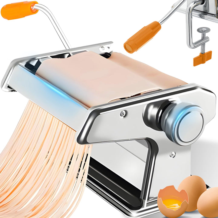 Retoo Manuelle Nudelmaschine Edelstahl, Pasta Maker, Pastamaschine Nudel Maschine für Spaghetti, Las