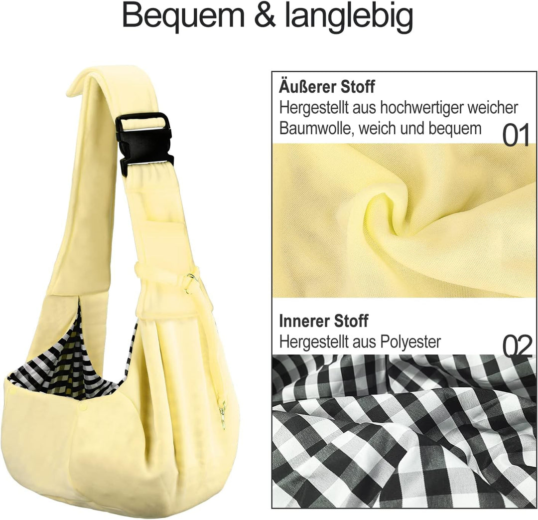 PetLoft Tragetuch Hund, Reversibel Kleine Hundetrage, Einstellbar Pet Tragetuch, Freisprecheinrichtu
