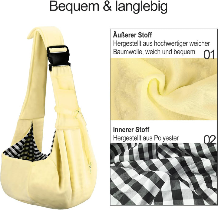 PetLoft Tragetuch Hund, Reversibel Kleine Hundetrage, Einstellbar Pet Tragetuch, Freisprecheinrichtu