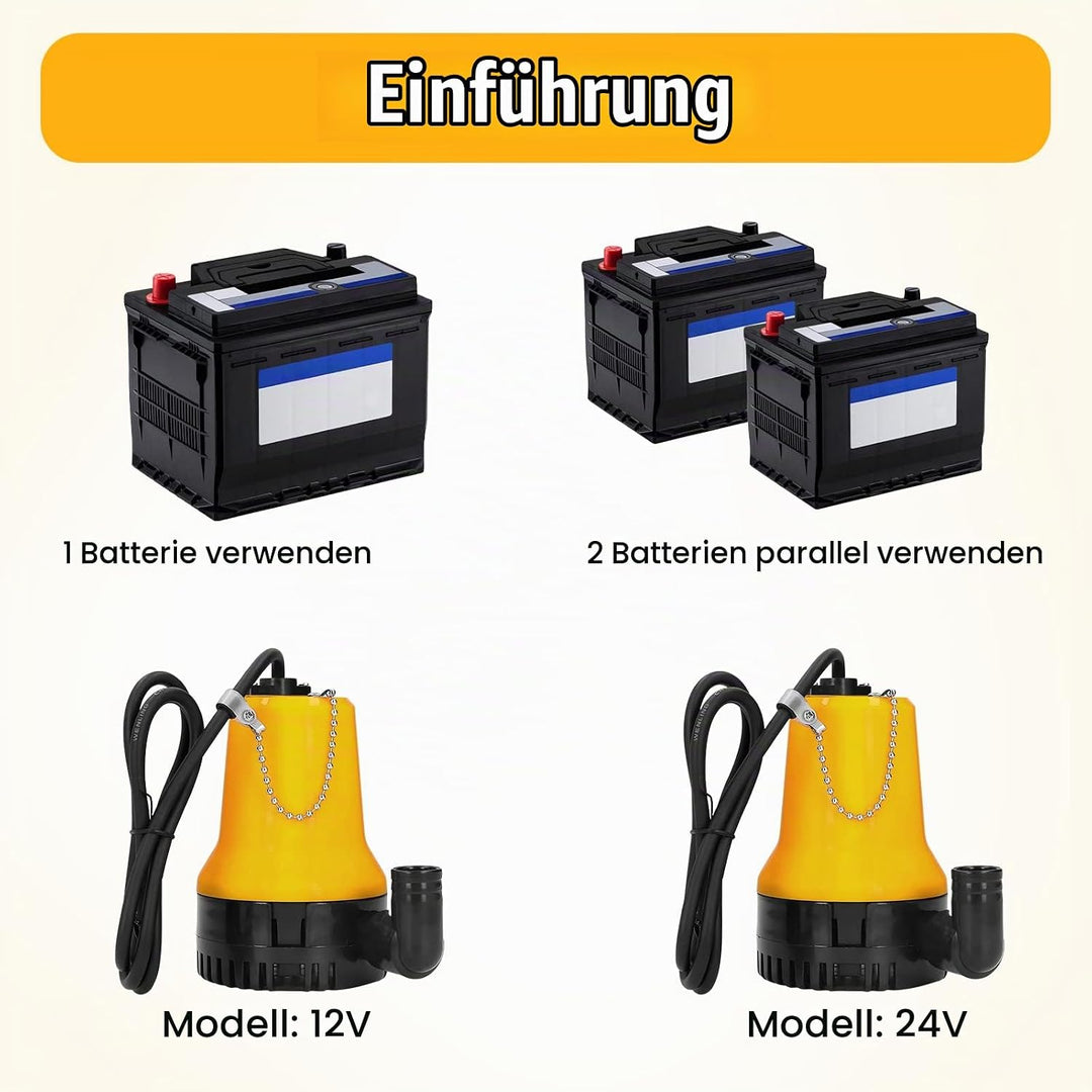EXLECO Tauchpumpe DC 24V Tauchwasserpumpe 120W 4200L/H Förderpumpe Schmutzwasserpumpe Brunnpume Wass