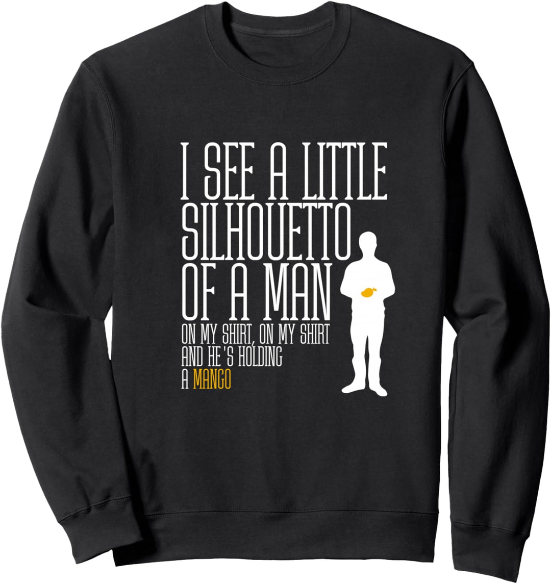 Ich sehe ein kleines Silhouetto eines Mannes mit einer Sweatshirt