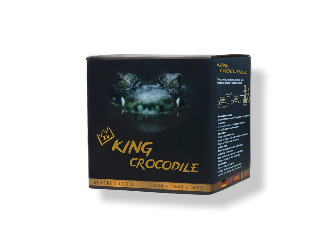 King Crocodile Kokosnuss Kohle mit langer Brenndauer I 26x26mm Nachhaltige Naturkohle I wenig Asche