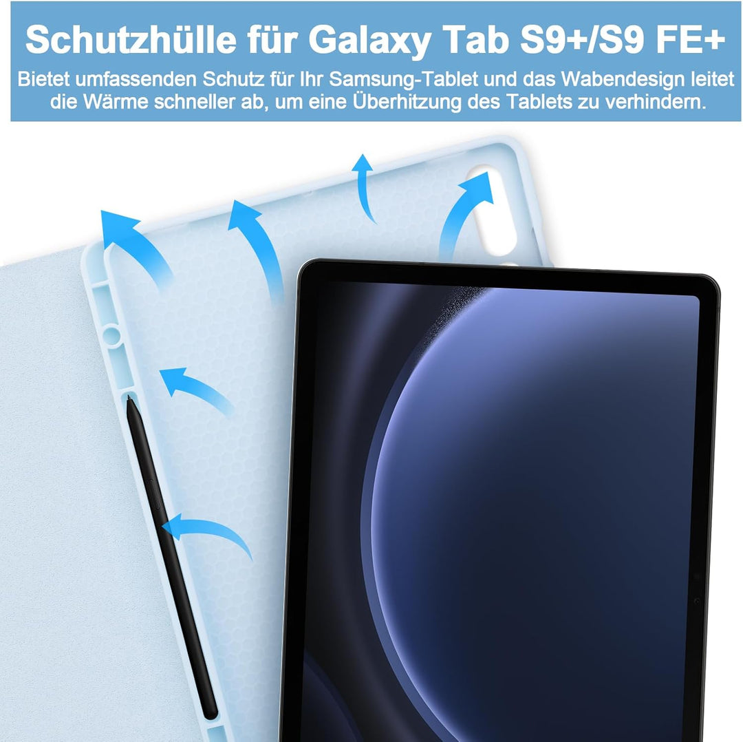 Bettdow für Samsung Galaxy Tab S10+/S10 Plus Tastatur Hülle, QWERTZ Layout Abnehmbarer Beleuchtete T