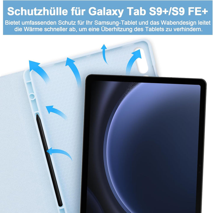 Bettdow für Samsung Galaxy Tab S10+/S10 Plus Tastatur Hülle, QWERTZ Layout Abnehmbarer Beleuchtete T