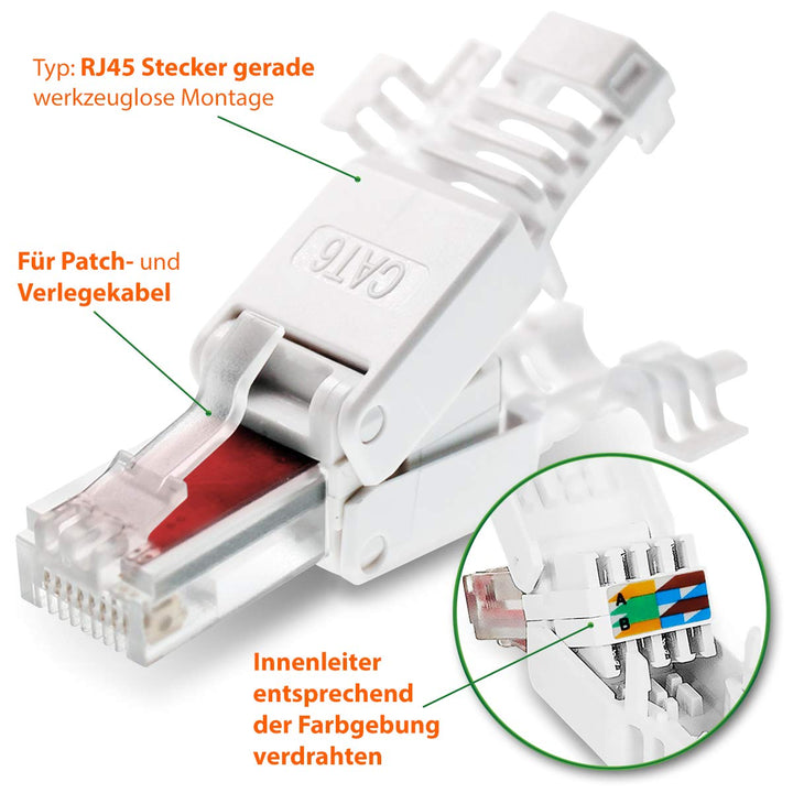 UC-Express CAT 6 RJ45 Netzwerkstecker - 8X RJ45 Netzwerk Stecker Steckverbinder - mit Zugentlastung