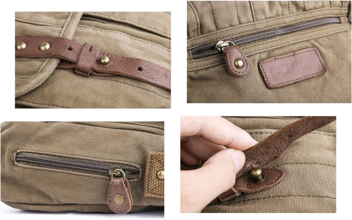 Gootium Vintage Canvas Classic Umhängetasche Messenger Bag/Schultertasche Herren, 25 cm, Armee Grün