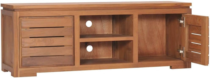 vidaXL Teak Massiv TV Schrank mit 2 Türen 2 Fächern Lowboard TV Möbel Sideboard Fernsehtisch Fernseh