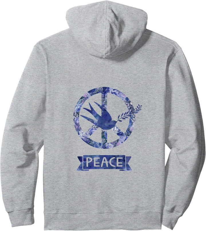 Friedenstaube und Friedenssymbol florales Design Pullover Hoodie