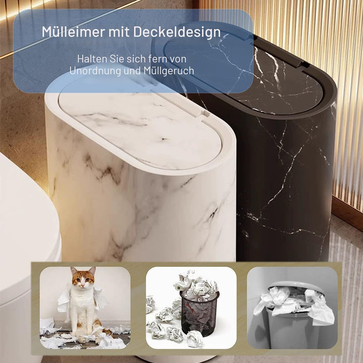 12L Mülleimer Bad,Mülleimer Küche,Schmaler Mülleimer Mit Deckel Mülleimer Geruchsdicht Pop-Up Deckel