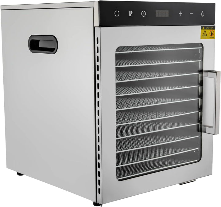 Dörrautomat Edelstahl, 800W Food Dehydrator mit 10 Edelstahlgitter, Timer bis zu 24h Dehydrator, 30-