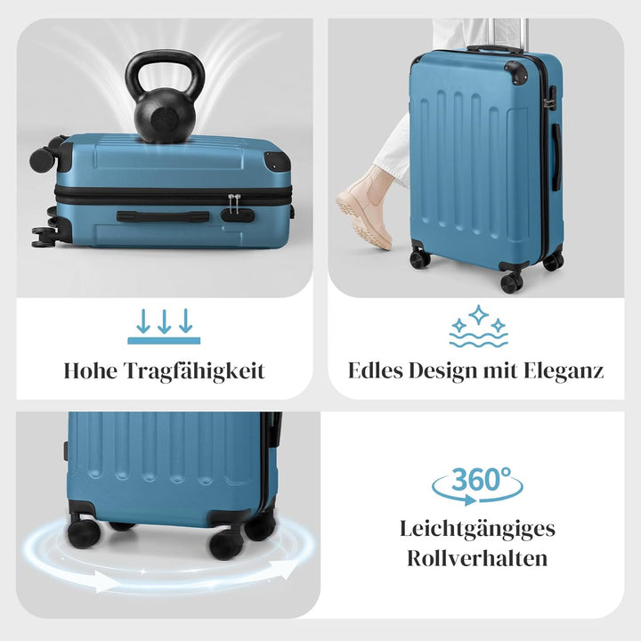 LEADZM Koffer Set 5 teilig Hartschale mit Kosmetikkoffer, Kofferset mit verstärkten Ecken, Reisekoff