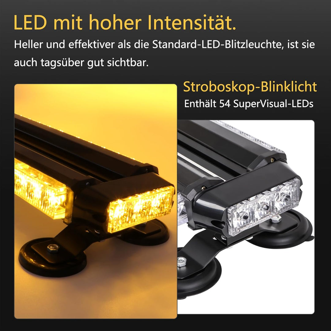 26,5" 54 LED Stroboskop-Lichtleiste, doppelseitig blinkend, hohe Intensität, Kfz-Warnung, Notfall, S