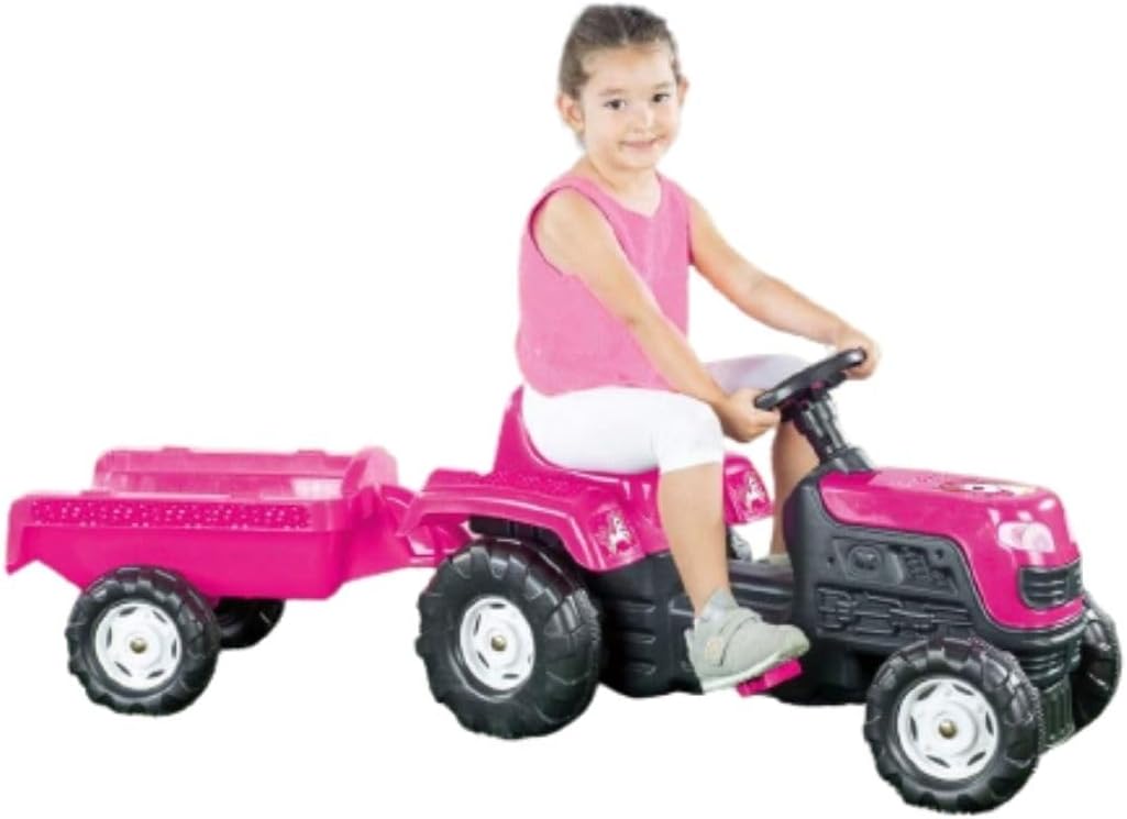Dolu � Einhorn Kinder Traktor Pedalbetrieben & Anh�nger � Rosa Pedalbetriebener Traktor und Anh�nger
