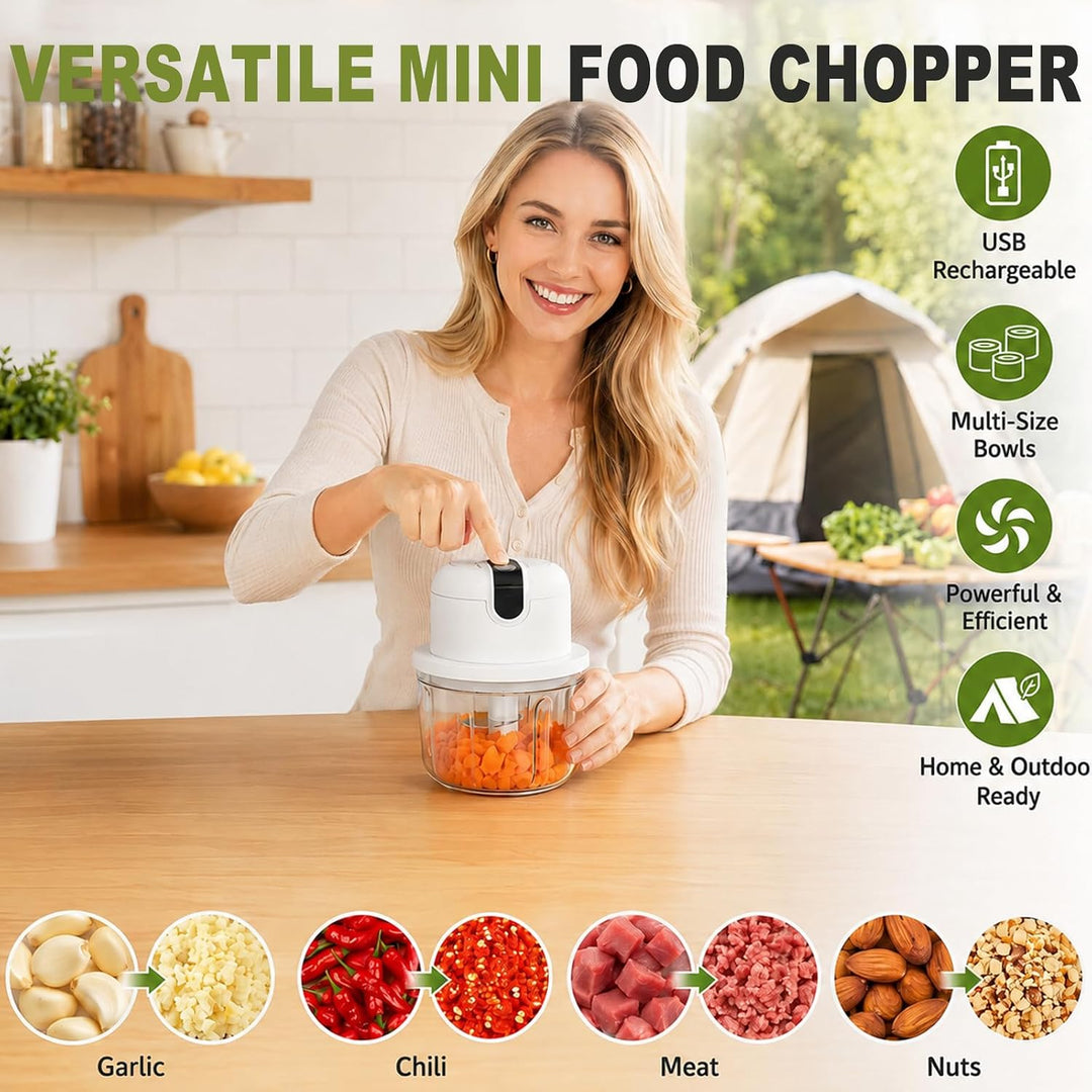 Elektrischer Küchenzerkleinerer, Knoblauch Zerkleinerer, USB-Aufladung, Gemüsezerkleinerer, Mini-Küc