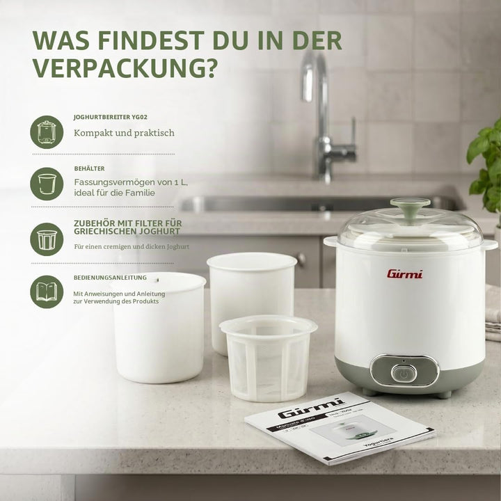 Girmi YG0200 YG02 Joghurtbereiter, Kunststoff, 1.5 liters, Weiss