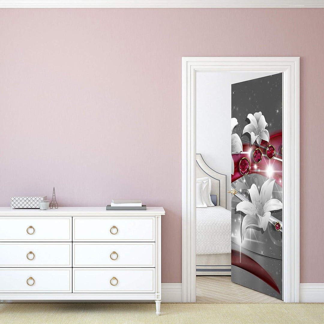 wandmotiv24 Türtapete Abstrakt Diamant Lilie 80 x 200cm (B x H) - Dekorfolie selbstklebend Sticker f