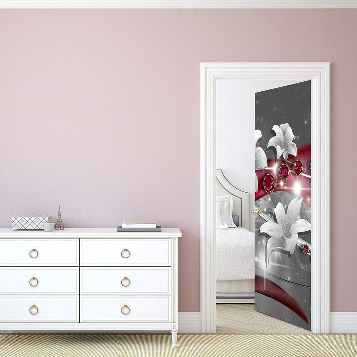 wandmotiv24 Türtapete Abstrakt Diamant Lilie 80 x 200cm (B x H) - Dekorfolie selbstklebend Sticker f