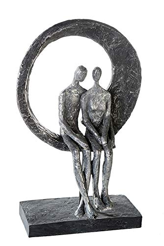 Casablanca Deko Skulptur - aus Poly silberfarben -Zertifikat Spruchanhänger H 30 cm Höhe 30 cm Grau,
