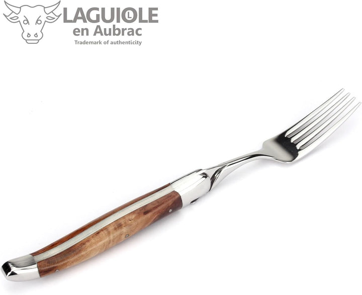 Laguiole en Aubrac - 2 Steakmesser und 2 Gabel Besteck-Set - Griff alte Weinrebe - Original Frankrei