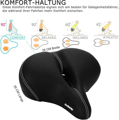 DAWAY C30 Bequemer Übergrosser Fahrradsattel - Extra Breiter Heimtrainer Fahrrad Sattel für Damen He