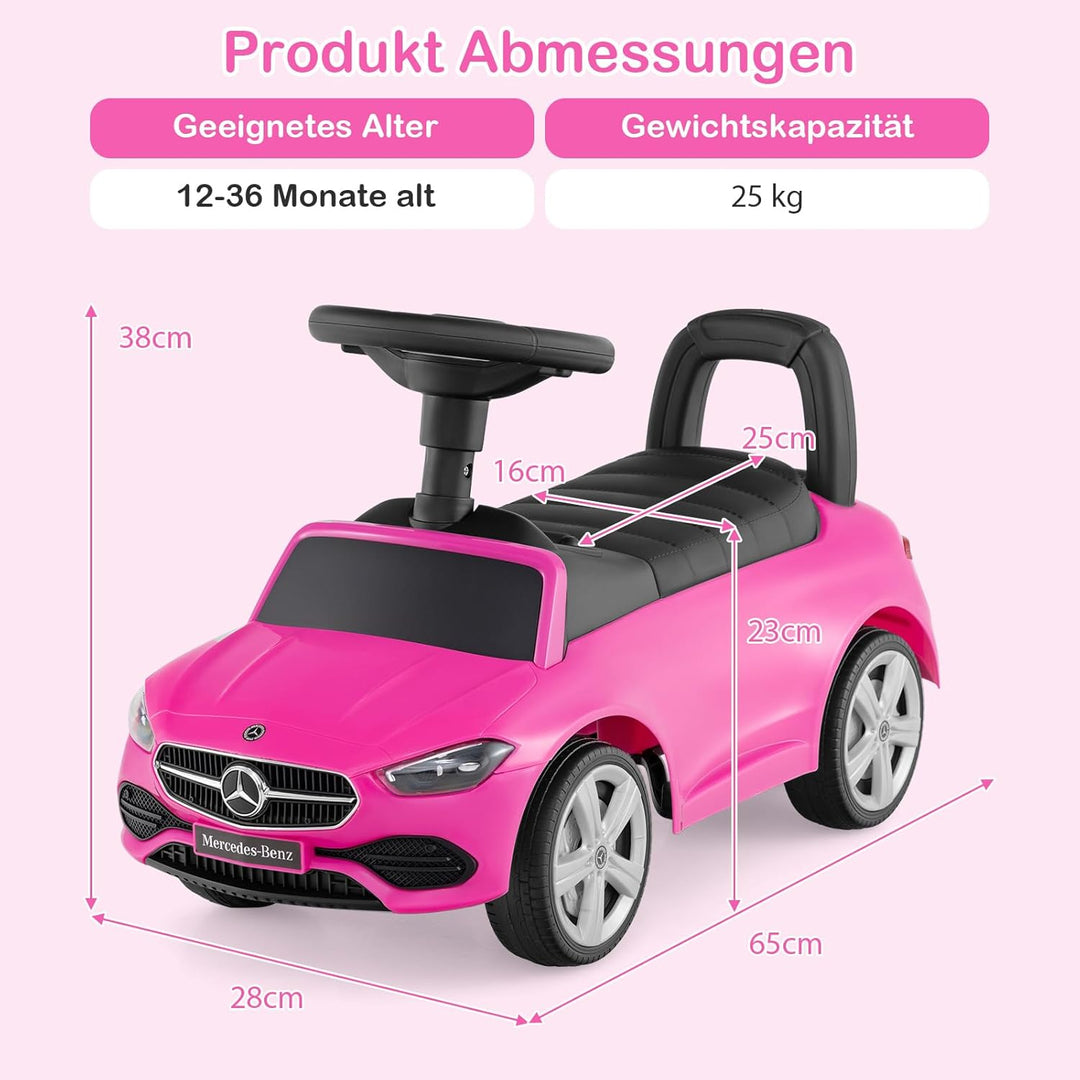 DREAMADE Kinder Rutschauto, Mercedes-Benz Lizenziertes Rutscherfahrzeug mit Hupe, Motorengeräuschen,