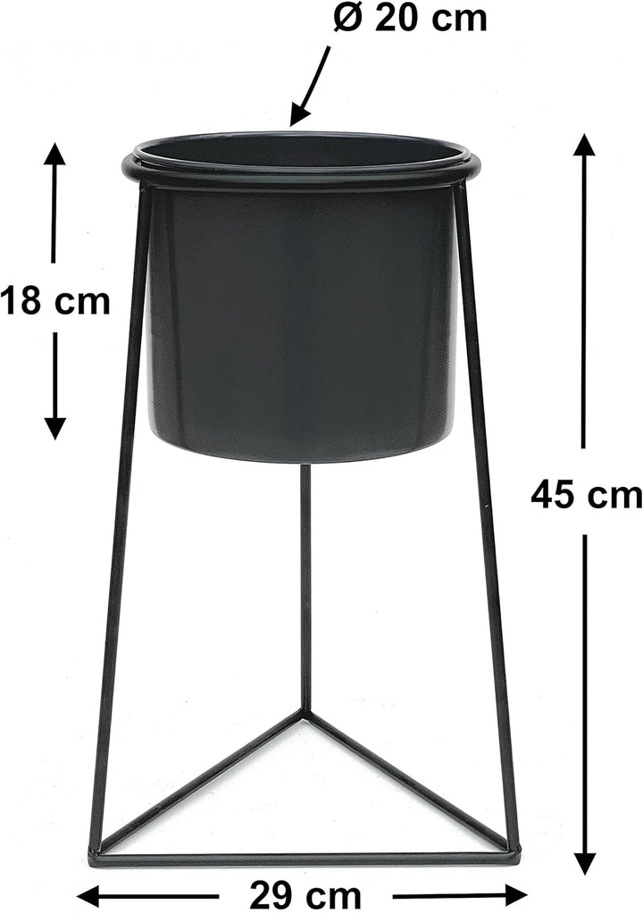 DanDiBo Blumenhocker mit Topf Metall Schwarz L 45 cm Blumenständer 96052 Blumensäule Modern Pflanzen