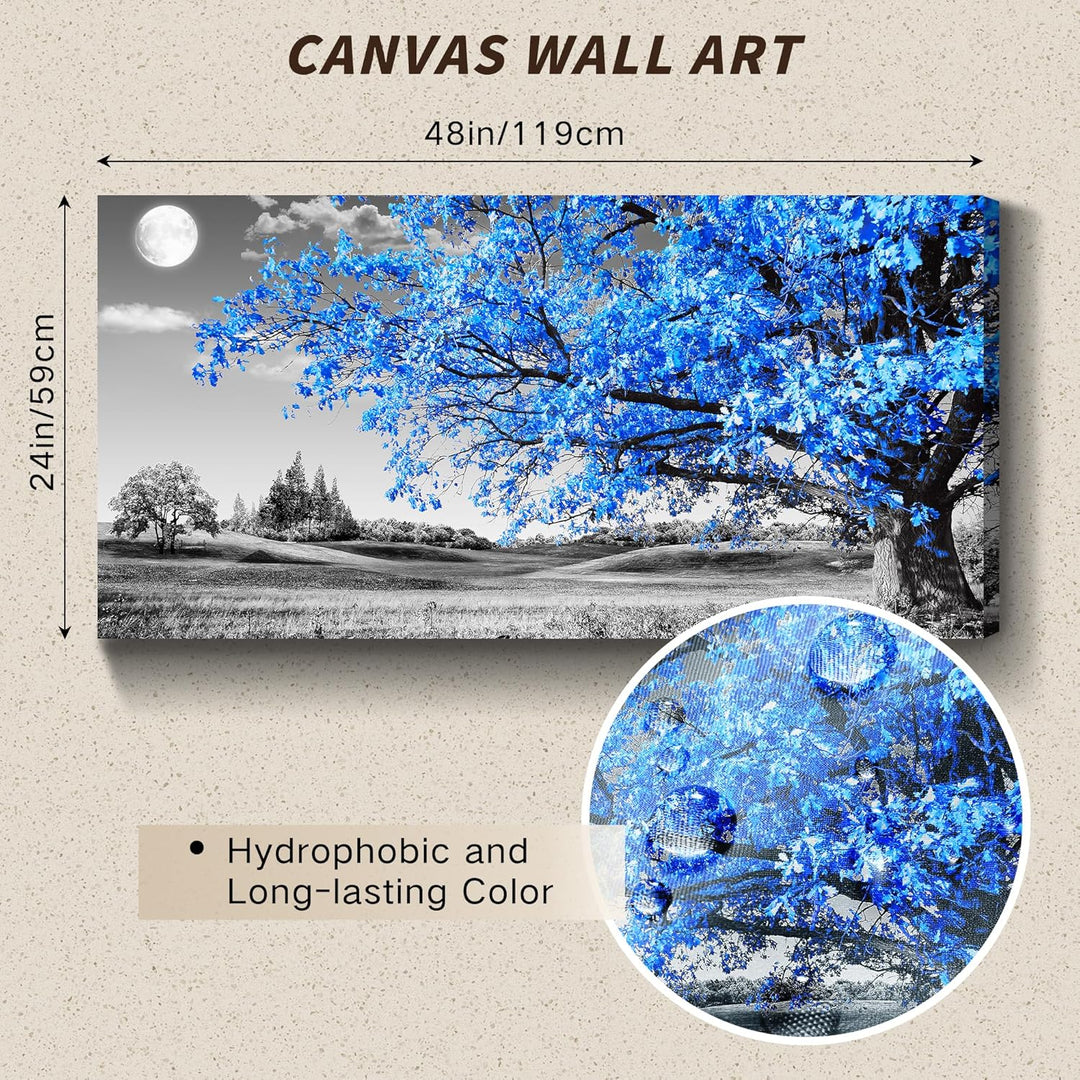 hyidecorart Leinwandbilder Gross 59x119 cm XXL Wohnzimmer, Modern Blaue Baum des Lebens Wandbilder m