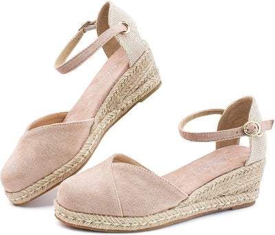 Hitmars Espadrilles Keilsandalen Damen Elegant 6 CM Grösse EU 36-43 Sandalen 01 Beige 38 EU, Sandale