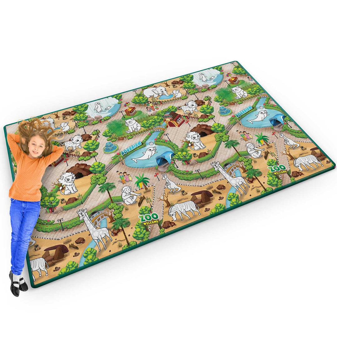 Ricokids - Spielmatte zum Bemalen - Set mit Buntstiften - für Babys und Kinder, Mädchen, Jungs - mit