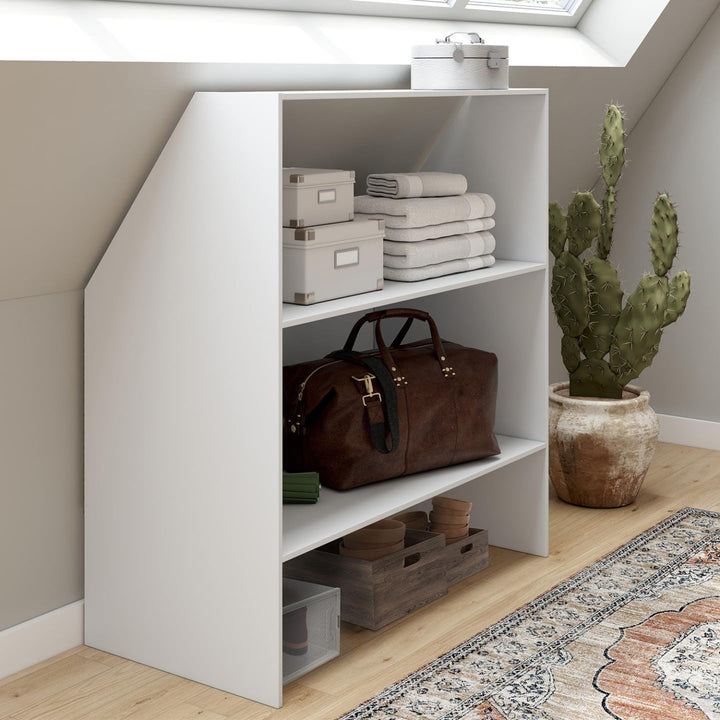 IDMarket - Regal unter Schräge 2 Ebenen TOMI 100 x 50 x 70/110 cm weiss