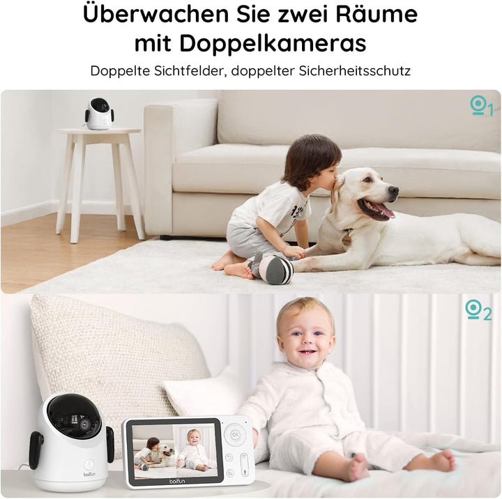 BOIFUN Babyphone mit Kamera, 360 Gard WLAN 2MP Video Babyfon mit App, 4×Zoom, Bewegungsverfolgung, I