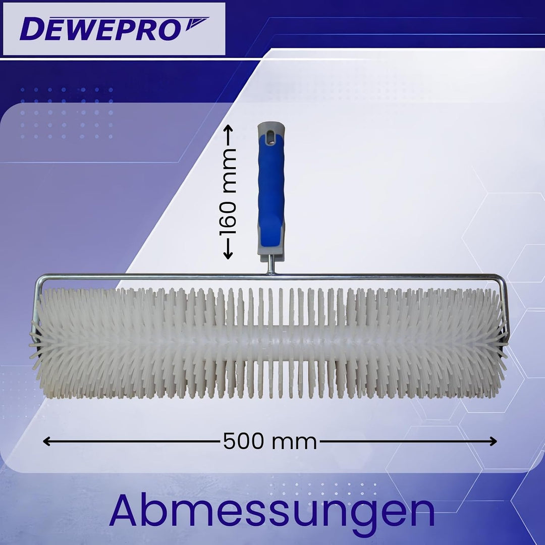 DEWEPRO Stachelwalze 50cm - Stachellänge 40mm - Stabiler Metallbügel und 2-K-Handgriff mit Stielaufn