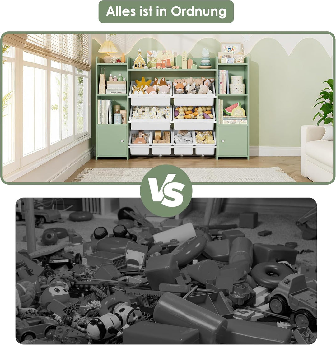 FOREHILL Kinderregal mit 8 Boxen Kinderzimmer Möbel Holz Bücherregal für Kinder Kinderzimmer Aufbewa
