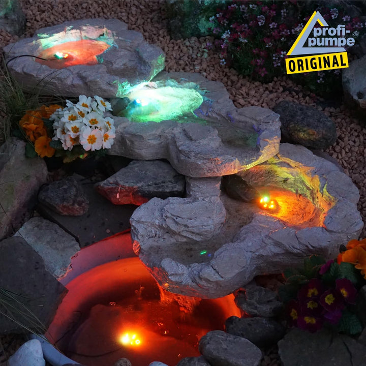 Gartenbrunnen Brunnen Bachlauf QUELLBACH Zierbrunnen Vogelbad Wasserfall Gartenleuchte Teichpumpe -