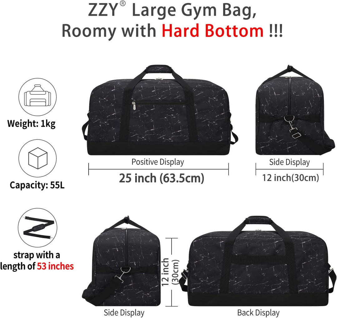 ZZY 55L Sporttasche Herren Gym Sport Tasche - 25 Zoll Reisetasche Duffle Bag mit Hartboden für Woche