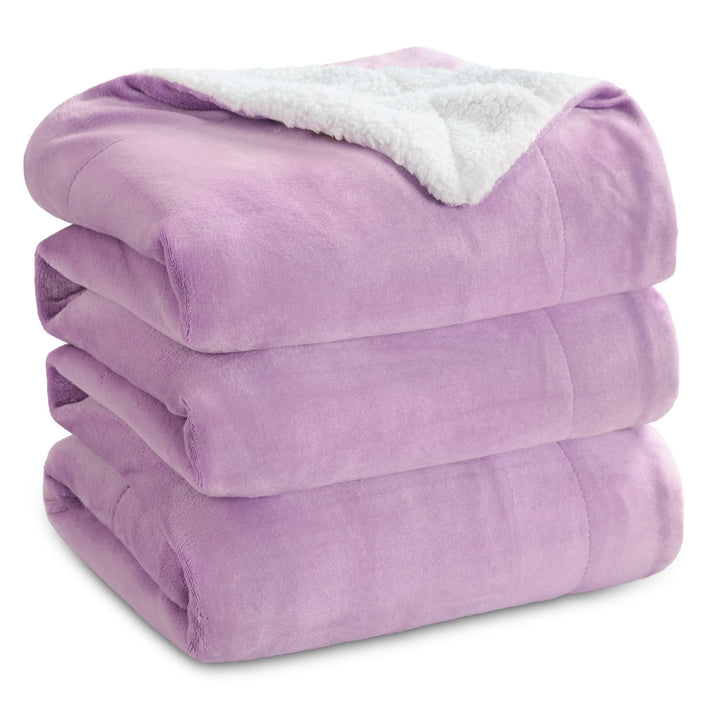 BEDSURE Decke Sofa Kuscheldecke Lila Warm Sherpa Sofaüberwurf Decke gross, Dicke Sofadecke Couchdeck