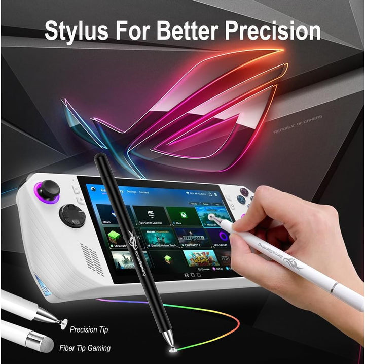 IBROZ Gaming-Tragetasche, silberfarben, stossfest, inkl. weissem Eingabestift für Spielekonsole Asus
