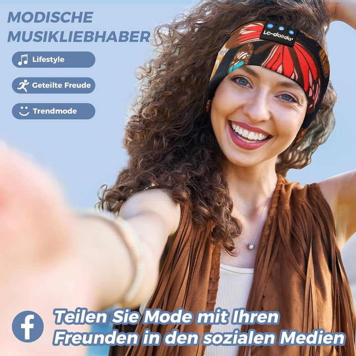 LC-dolida Schlafkopfhörer Bluetooth 5.4, Schlaf Stirnband Kopfhörer Headband Schlafmaske, Sportskopf