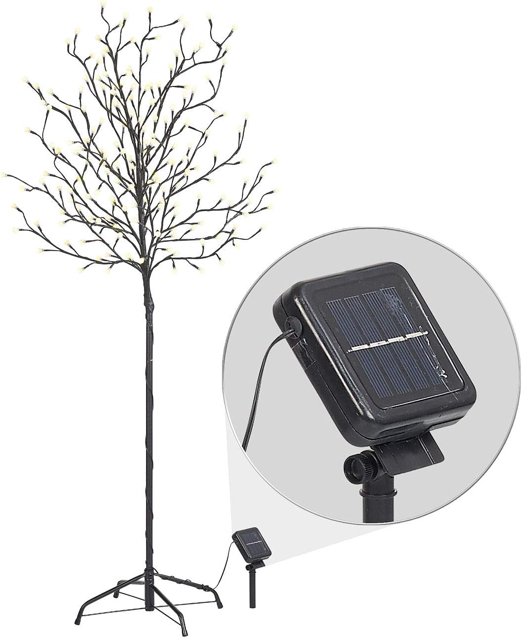 Lunartec Solarbaum: XL-Solar-LED-Lichterbaum mit 200 beleuchteten Knospen, 150cm, IP44 (Solarbaum Ga