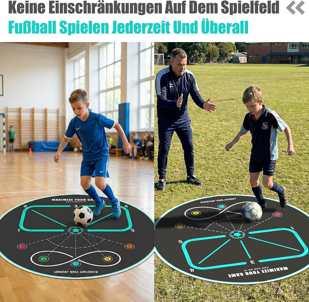 360 Fussballtrainingsmatte, Rutschfeste und Geräuscharme Fussballtrainingsgeräte, Fussball-Trainings