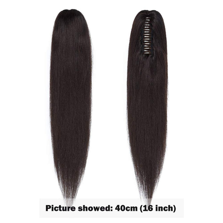 SEGO Ponytail Haarteil Echthaar Zopf Extension mit Klammer Clip in Pferdeschwanz Haarverlängerung 10