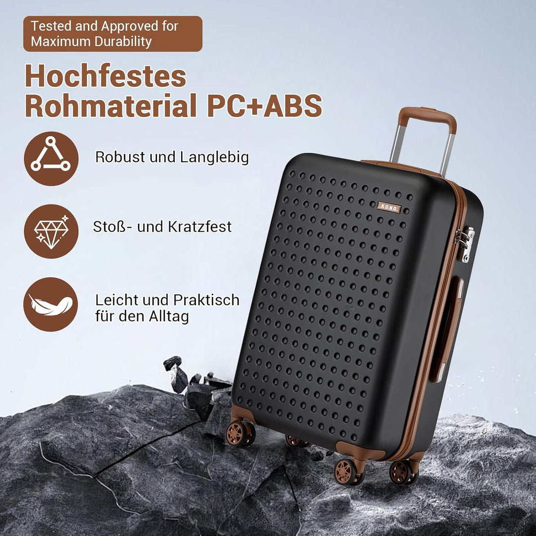 KONO Koffer Trolley Klein Hartschalenkoffer Reisekoffer von ABS Hartschalen Handgepäck mit 4 Spinner