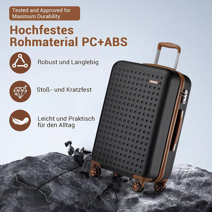 KONO Koffer Trolley Gross Hartschalenkoffer Reisekoffer von ABS Hartschalen Handgepäck mit 4 Spinner