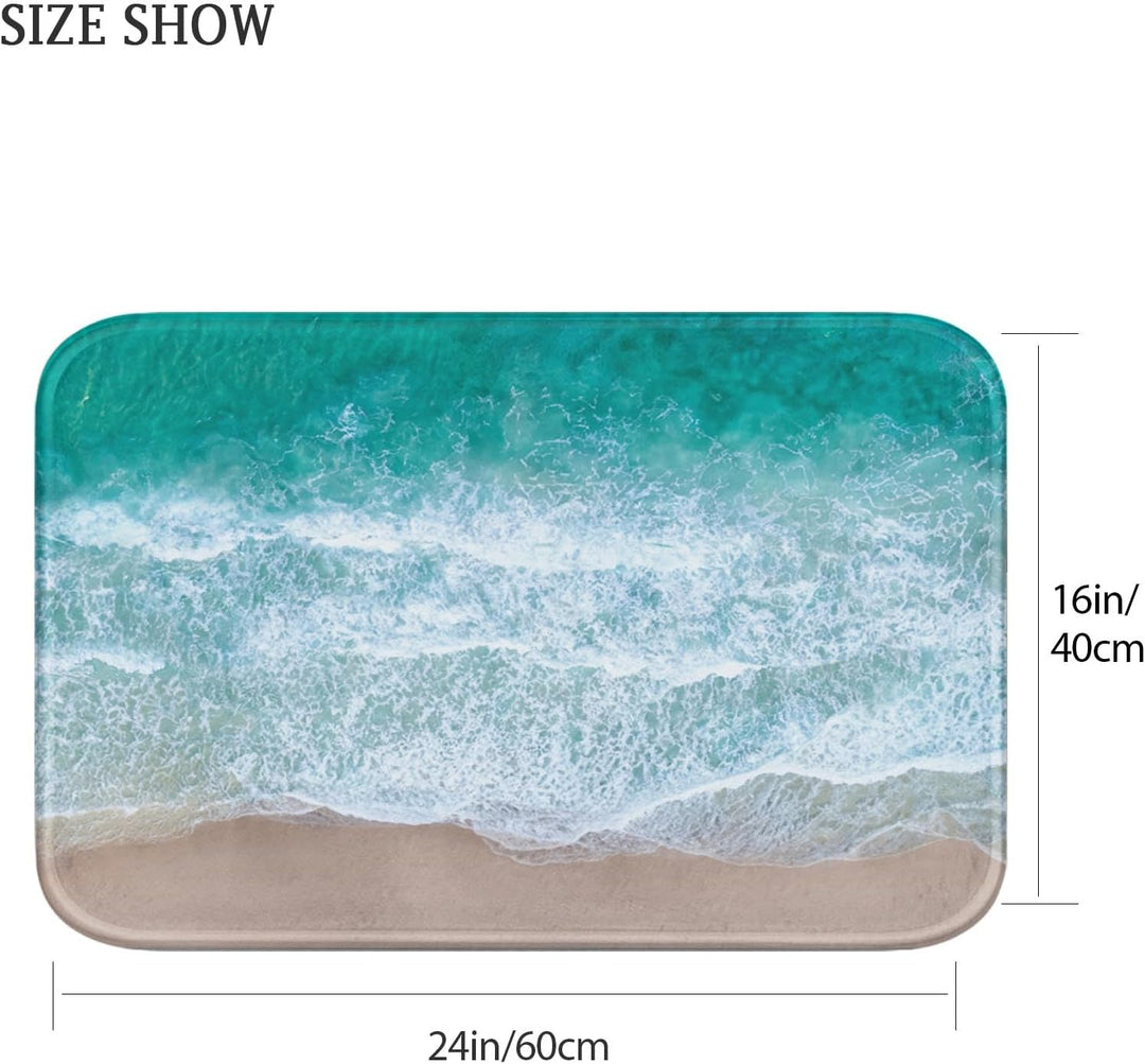Britimes Badematte für Badezimmer, rutschfest, blau, Strand, Sandwellen, waschbar, Bodenmatte, Badez