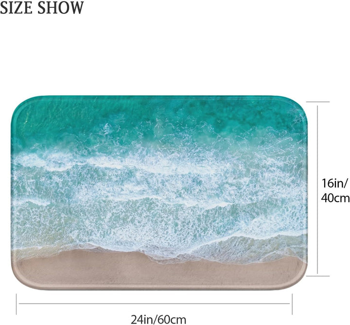 Britimes Badematte für Badezimmer, rutschfest, blau, Strand, Sandwellen, waschbar, Bodenmatte, Badez
