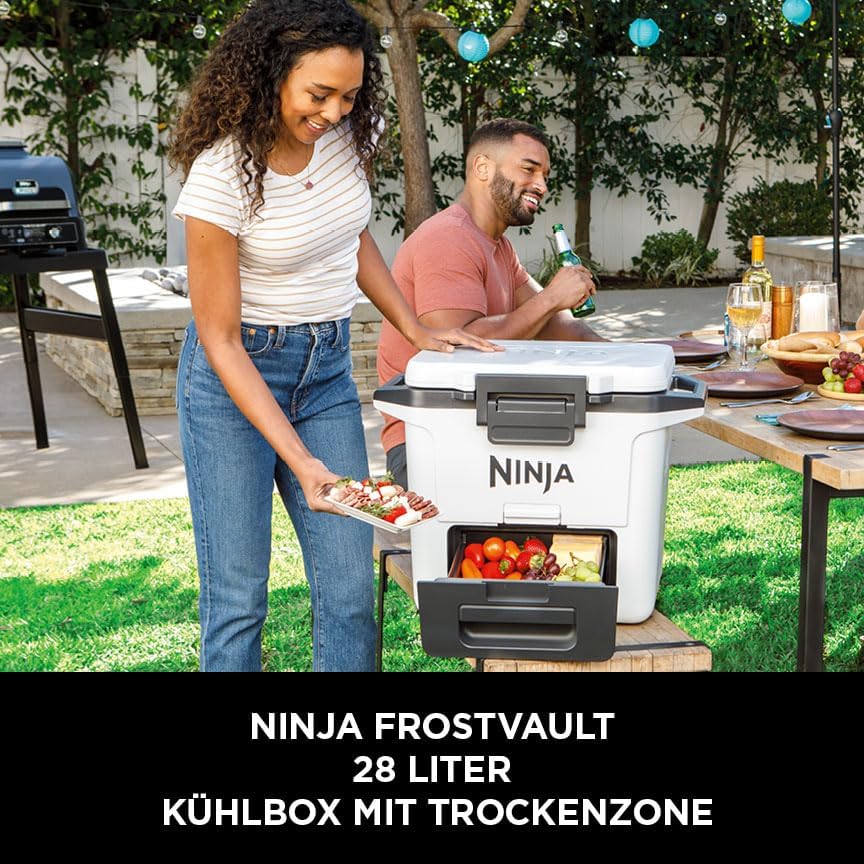 Ninja FrostVault Hard Cooler 28L, Premium isolierte Kühlbox, hält Eis bis zu 6 Tage, integrierte Tro