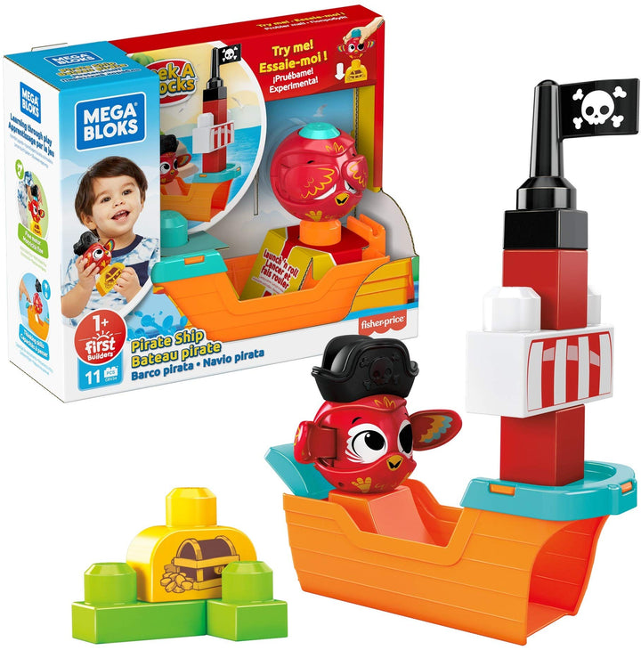 Mega Bloks GRV34 - Guck-Guck Piratenschiff, Bauset mit 1 Guck-Guck-Tier, 1 Schiff, 7 grosse, robuste