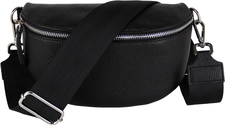 MIRROSI® Bauchtasche Damen, Echtleder, Made in Italy, Umhängetasche, Brusttasche, Crossbody Bag (1 T