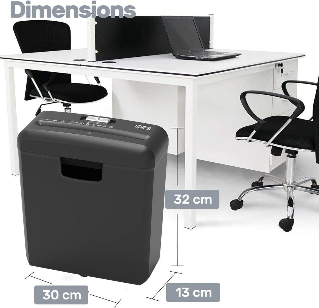 Ediesi, Aktenvernichter, für Haus und Büro, Papierschredder, Bis zu 6 Blatt, für Kreditkarten, CDs u
